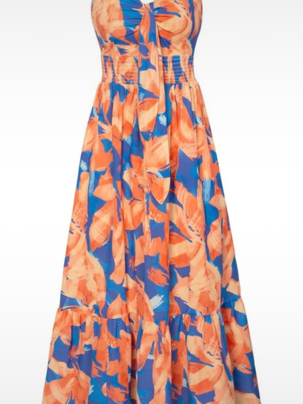 Grace Karin Blue and Orange Floral Maxi Dress
